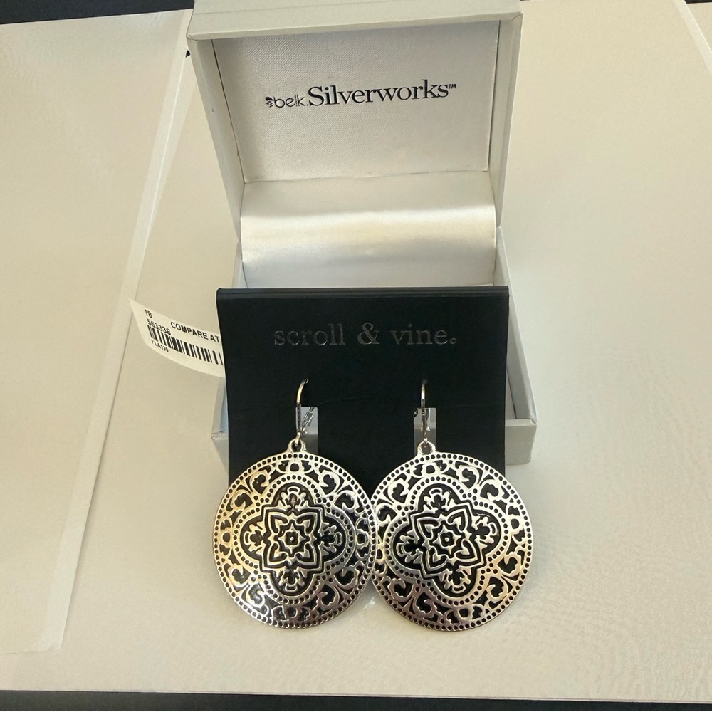 Belk Silverworks Floral Pattern Earrings